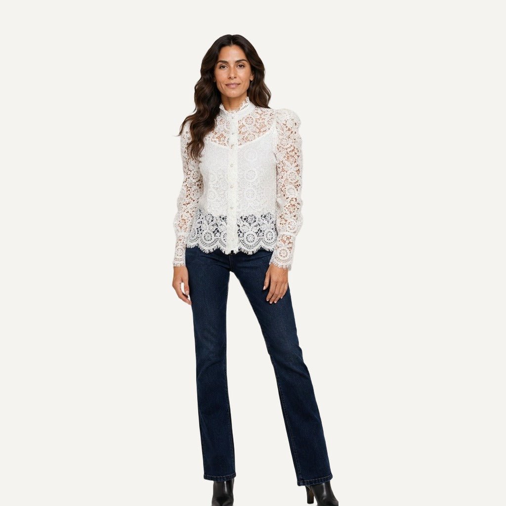 XAO Blusa Camisa encaje
