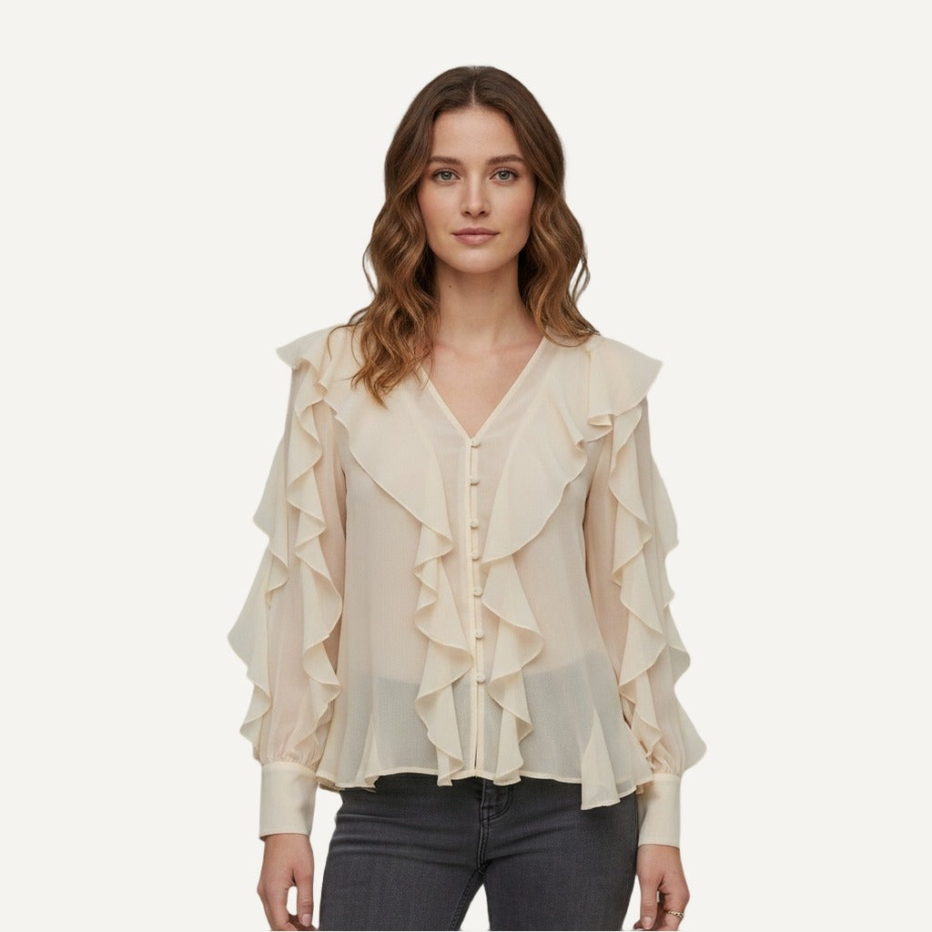 XAO Blusa Camisa Volados