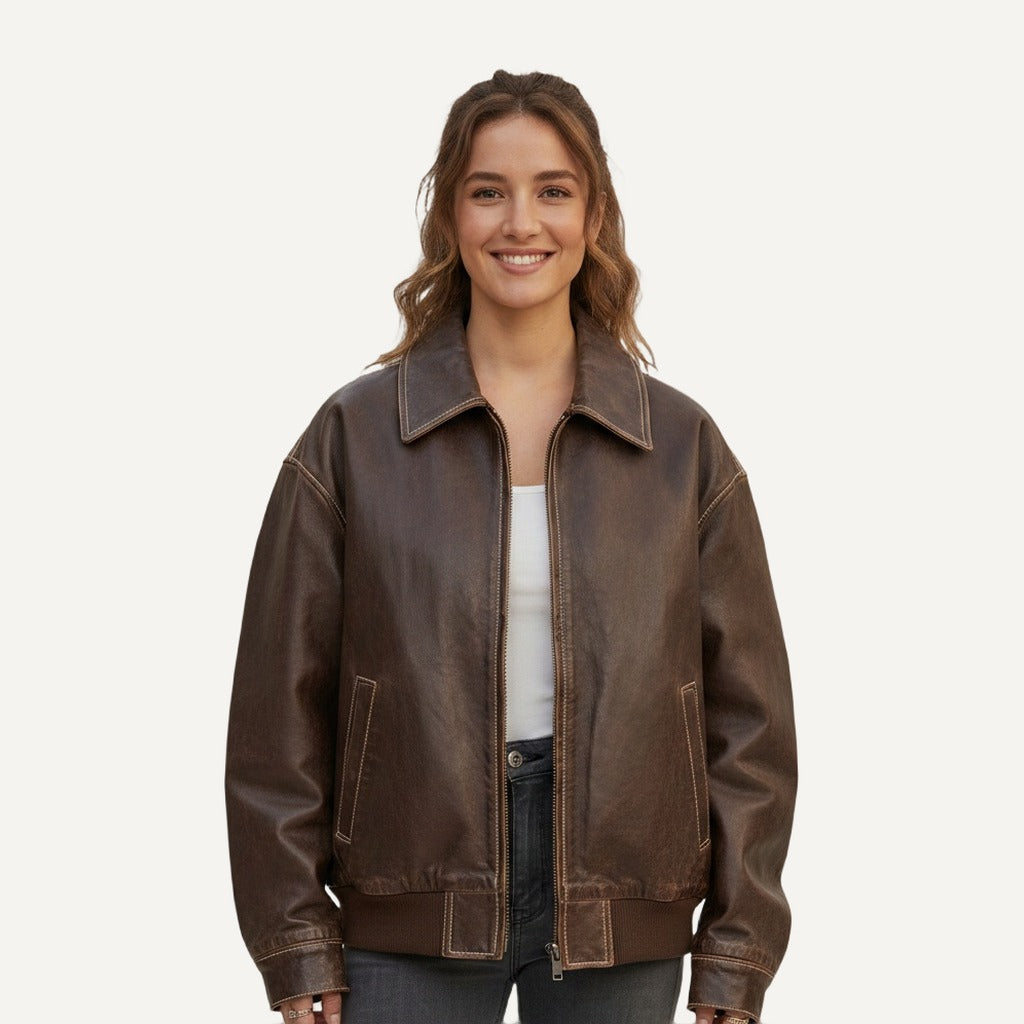 XAO Chaqueta Marron/Negra con cremallera