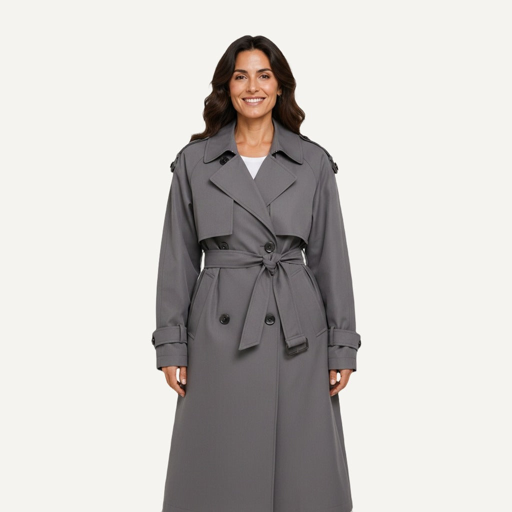 XAO Gabardina Larga Gris/Kaki