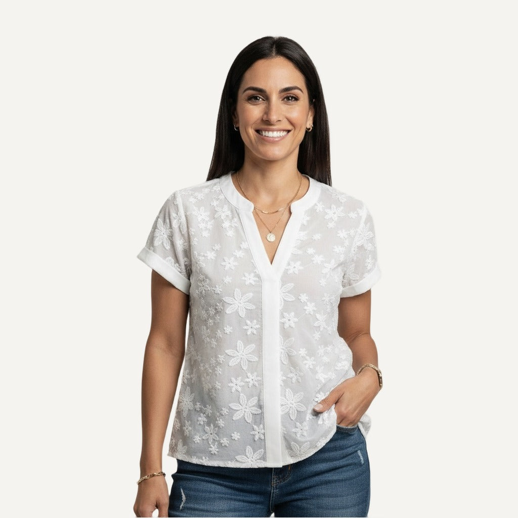 XAO Blusa Crop Encaje Calado