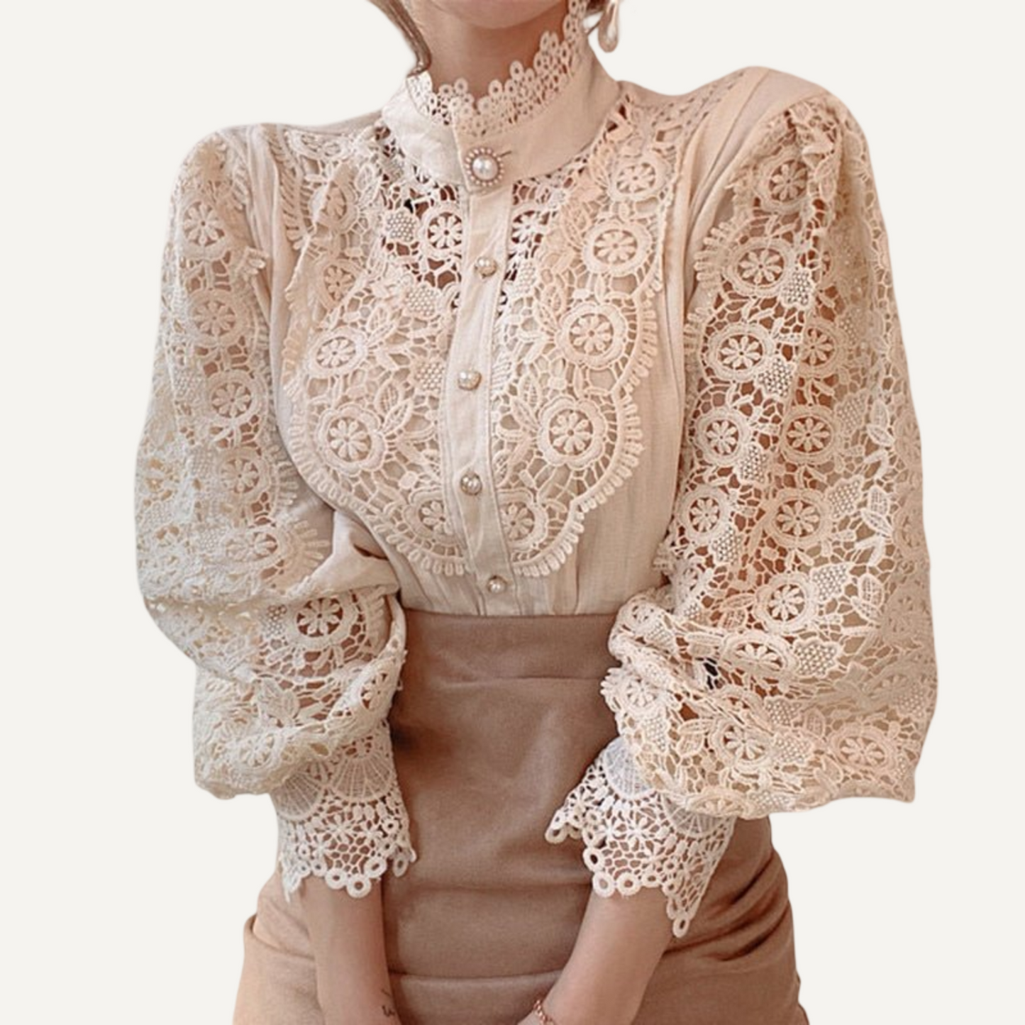 XAO Blusa Camisa encaje