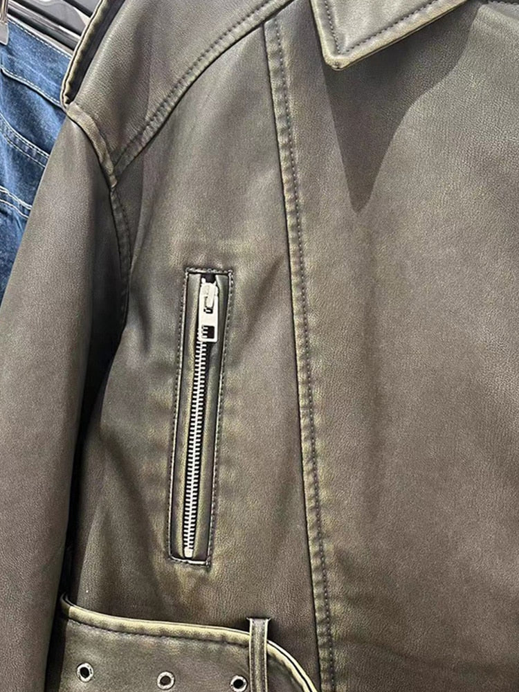 XAO Chaqueta Cuero Cinturón
