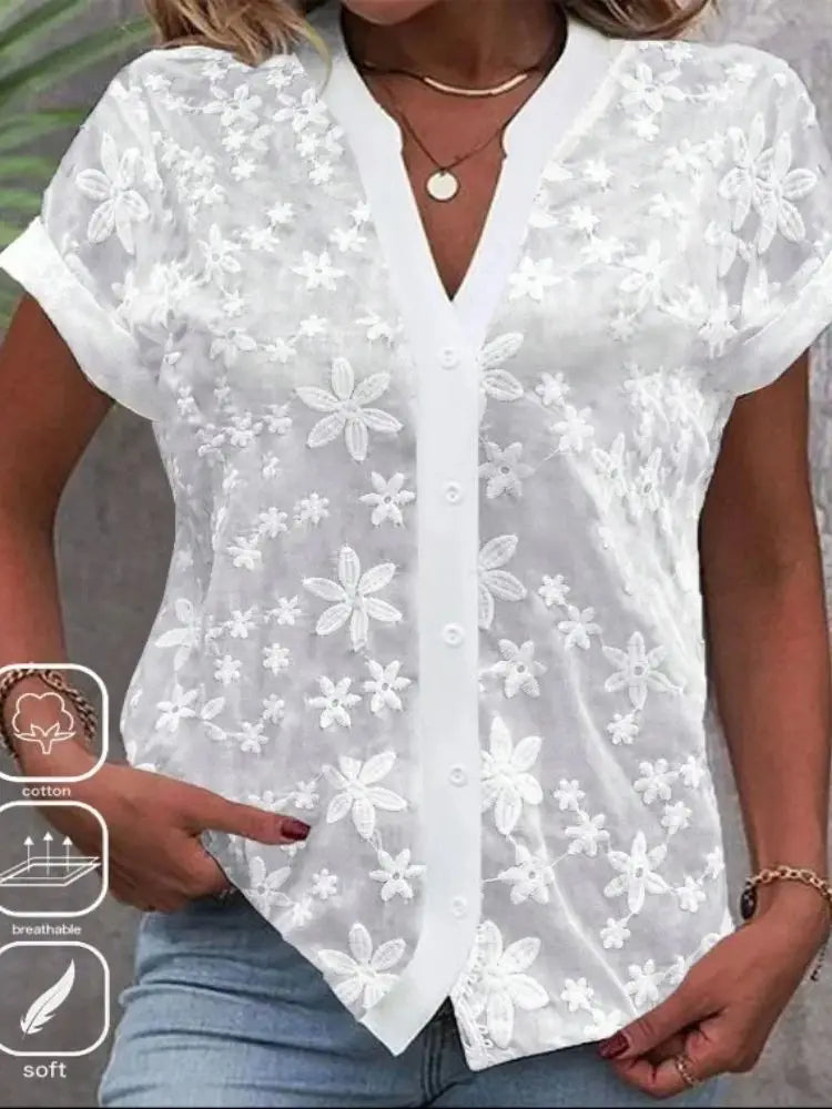 XAO Blusa Crop Encaje Calado