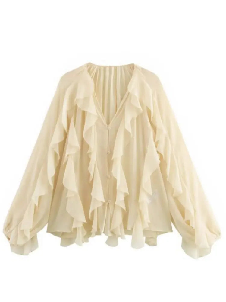 XAO Blusa Camisa Volados