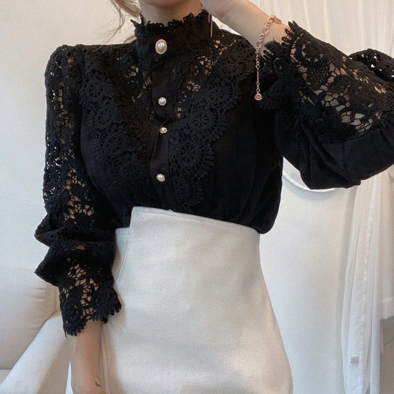 XAO Blusa Camisa encaje