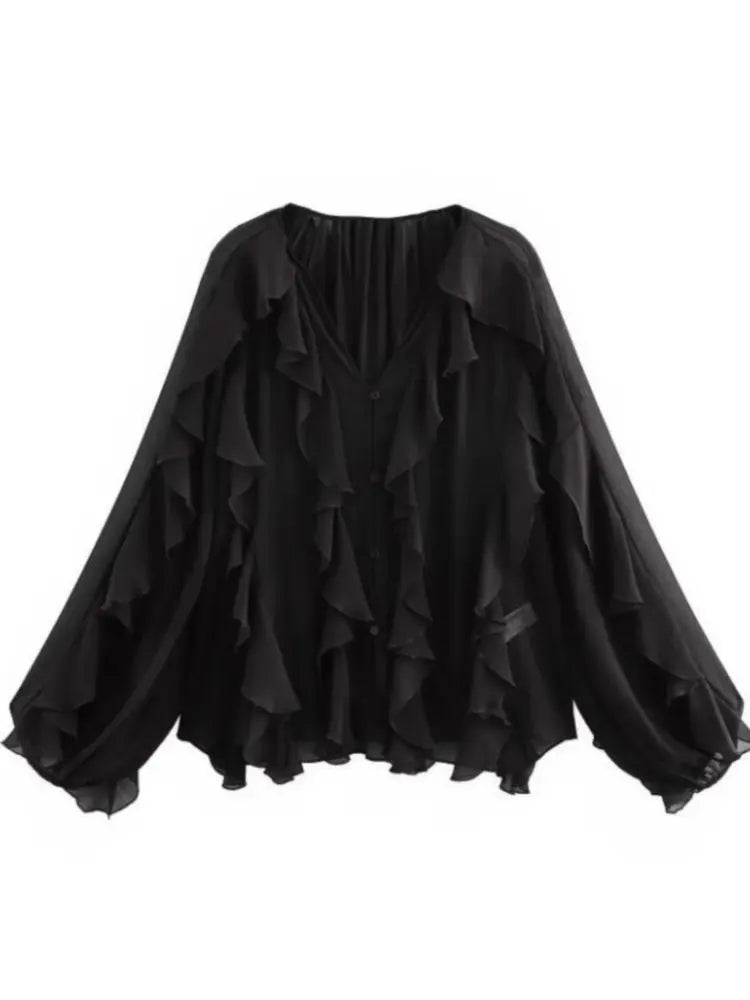 XAO Blusa Camisa Volados
