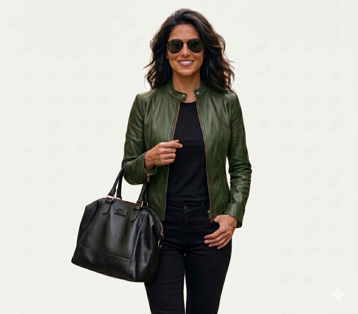 XAO Biker Jacket de Cuero - Army Green