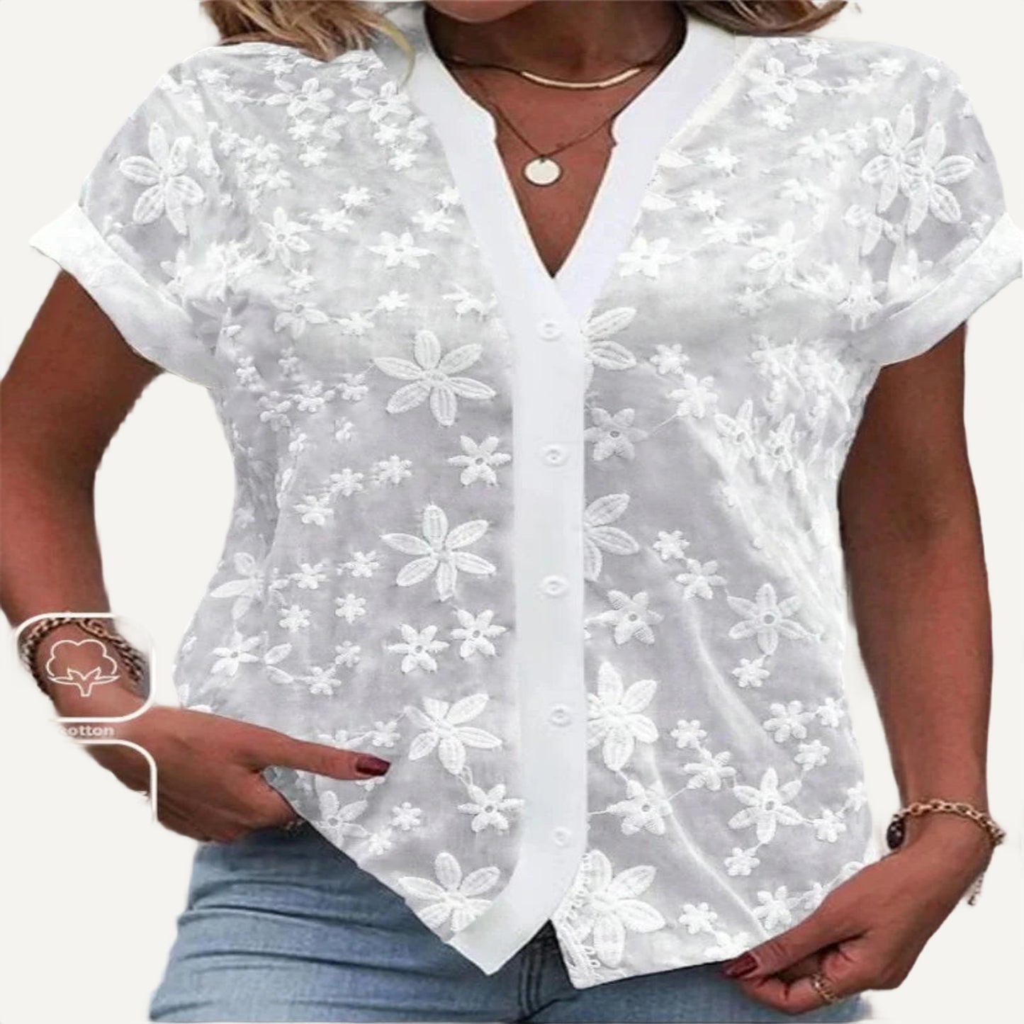 XAO Blusa Crop Encaje Calado 1